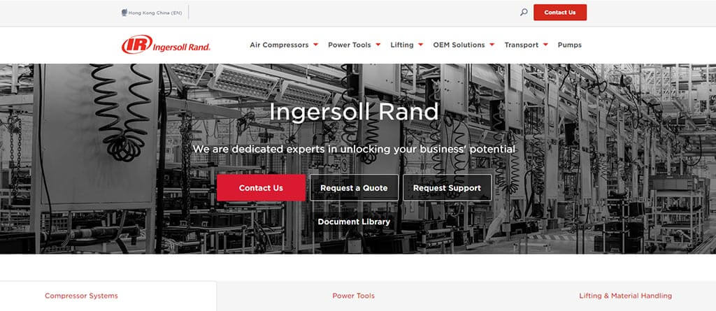 Ingersoll Rand website screen shoot